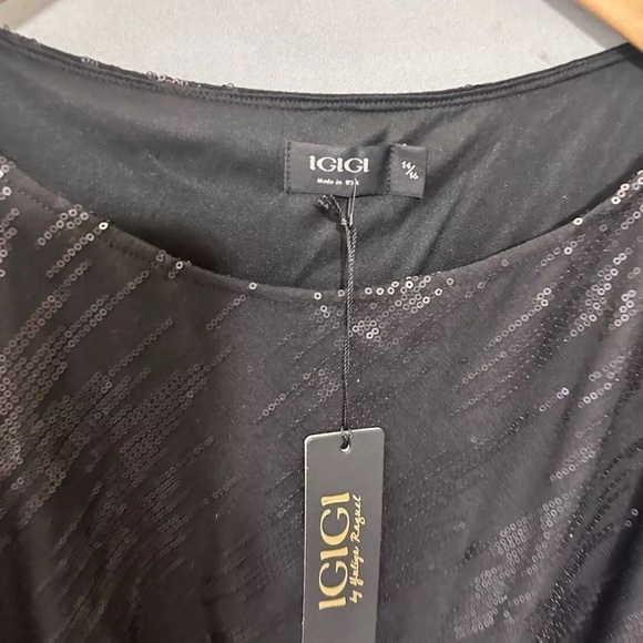 Igigi Designer Special Occasion Dress Size 14/16 Black Shimmer Mid-Length NWT - Picture 11 of 16
